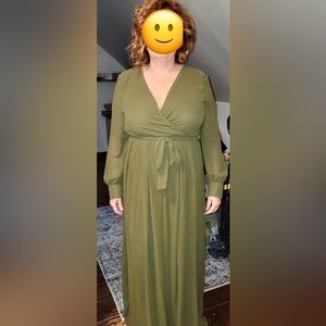 Maxi dress, olive green, chiffon from Baltic Born. Never worn.